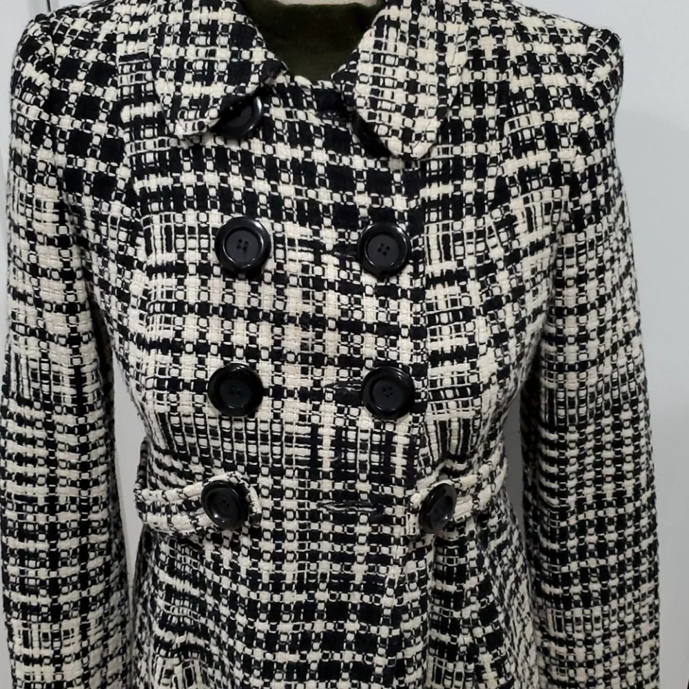 Classic Houndstooth Coat – Marvin Richards, Size Small, Black & White, Stylish - Picture 5 of 9